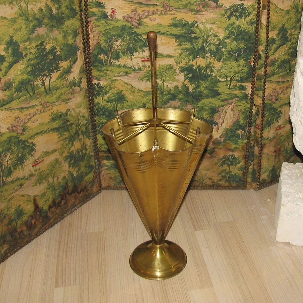 Mid-Century Brass Umbrella Stand, 1950s
